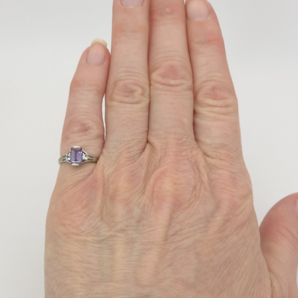 .60ct 10k Emerald Cut Purple Blue Synthetic Alexandrite Ring Child Size 2.25 - Picture 4 of 17